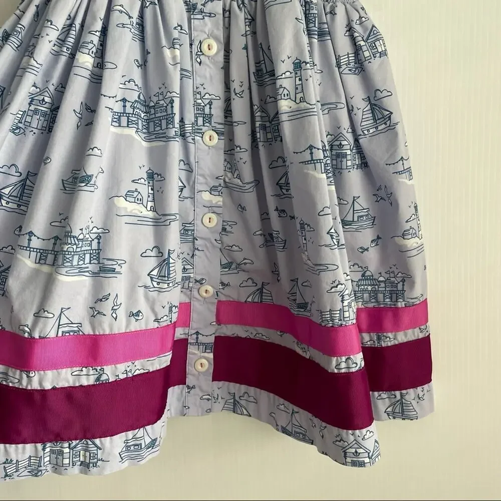 Matilda Jane Boardwalk Dress It’s a Wonderful Parade sz 6 nautical sailboat